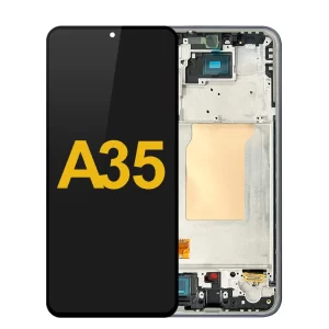 Original components with frame compatible with Samsung A35 LCD display